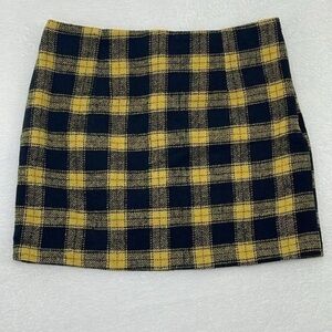 Forever 21 Plaid Mini Skirt Black Yellow Sz Medium